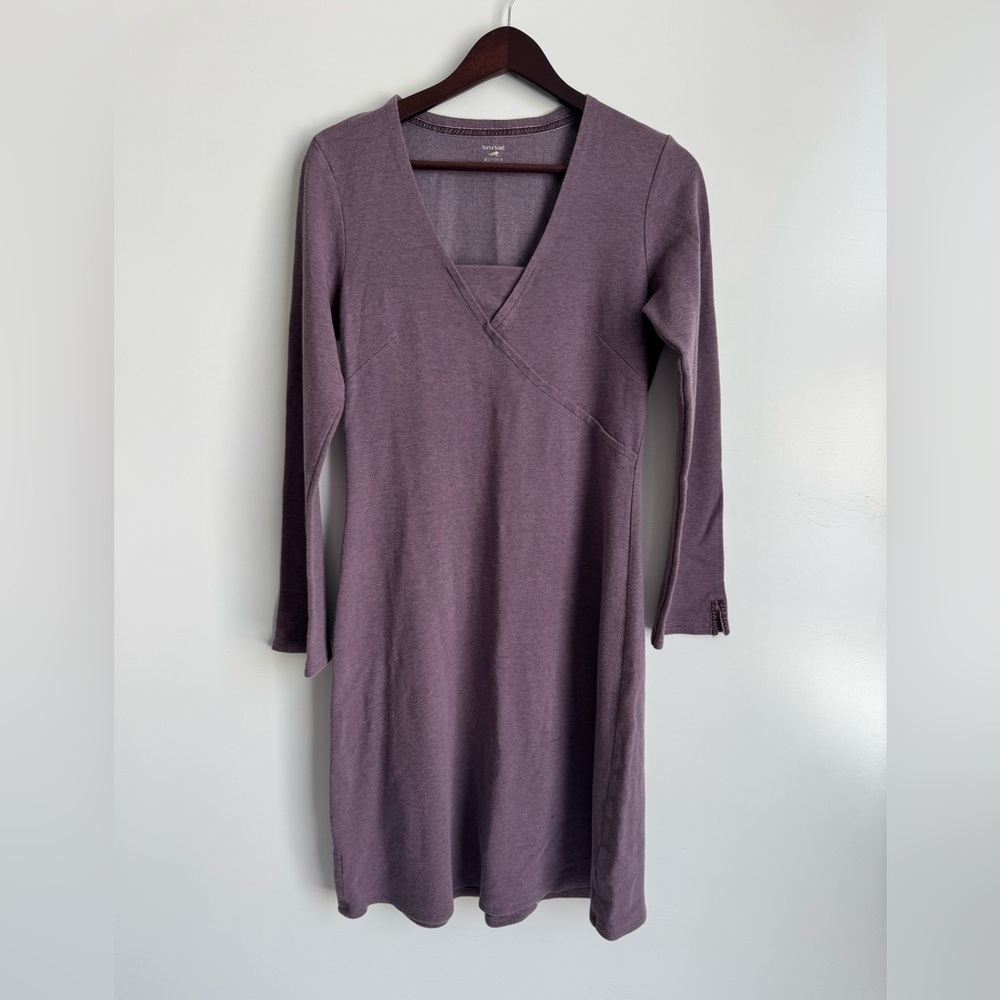 Horny Toad Wrap Purple‎ Dress 3/4 Sleeves Women Medium V Neckline Tencel Lyocell